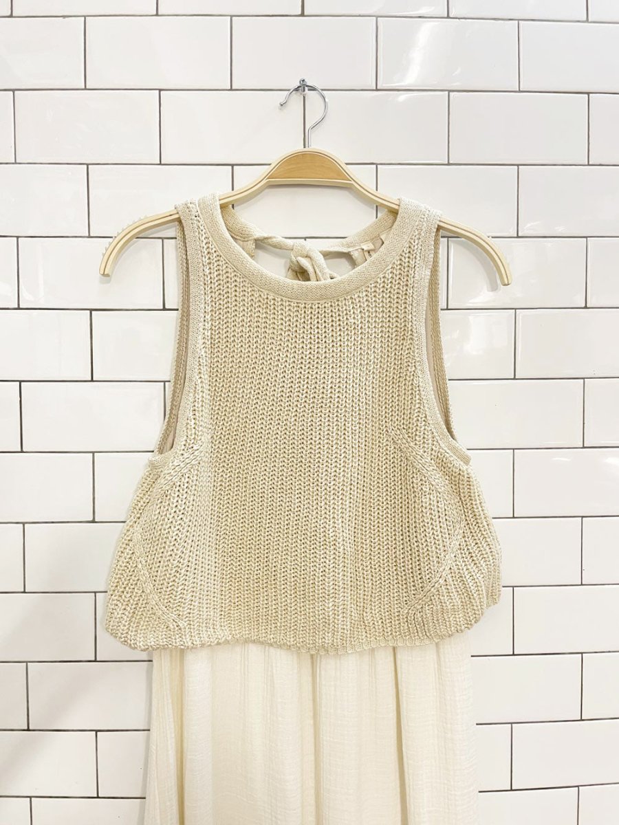 moth sandstone knit top gauze cotton maxi dress | anthropologie - good market thrift store