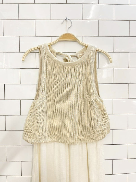 moth sandstone knit top gauze cotton maxi dress | anthropologie - good market thrift store