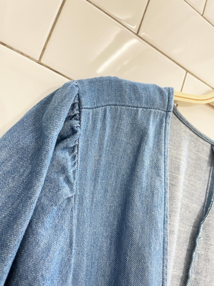 old navy denim tie wrap midi dress - good market thrift store