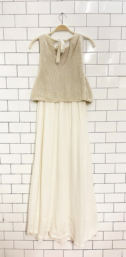 moth sandstone knit top gauze cotton maxi dress | anthropologie - good market thrift store