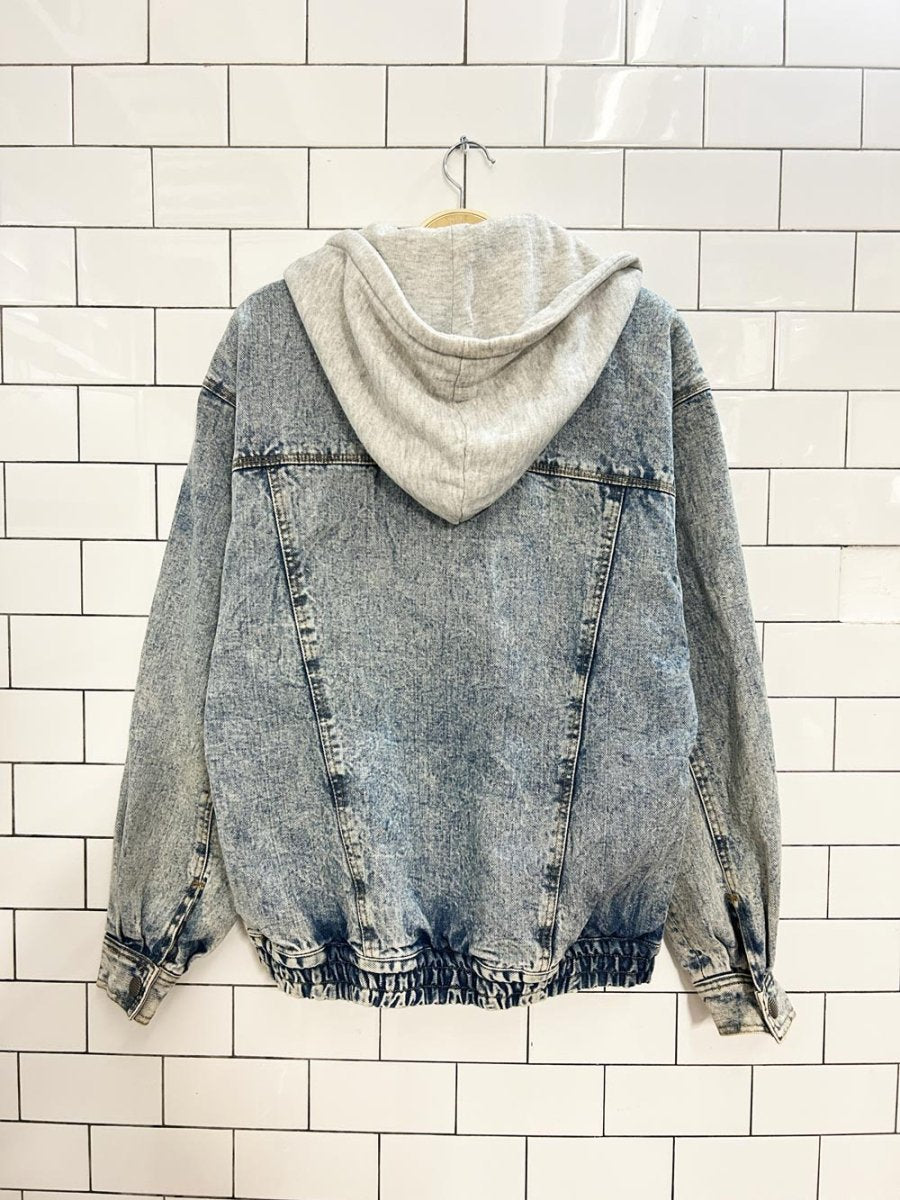 vintage 90s new order oversized hoodie denim jacket - good market thrift store