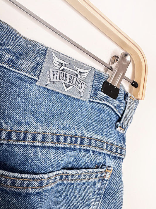 vintage fluid blues long denim jorts