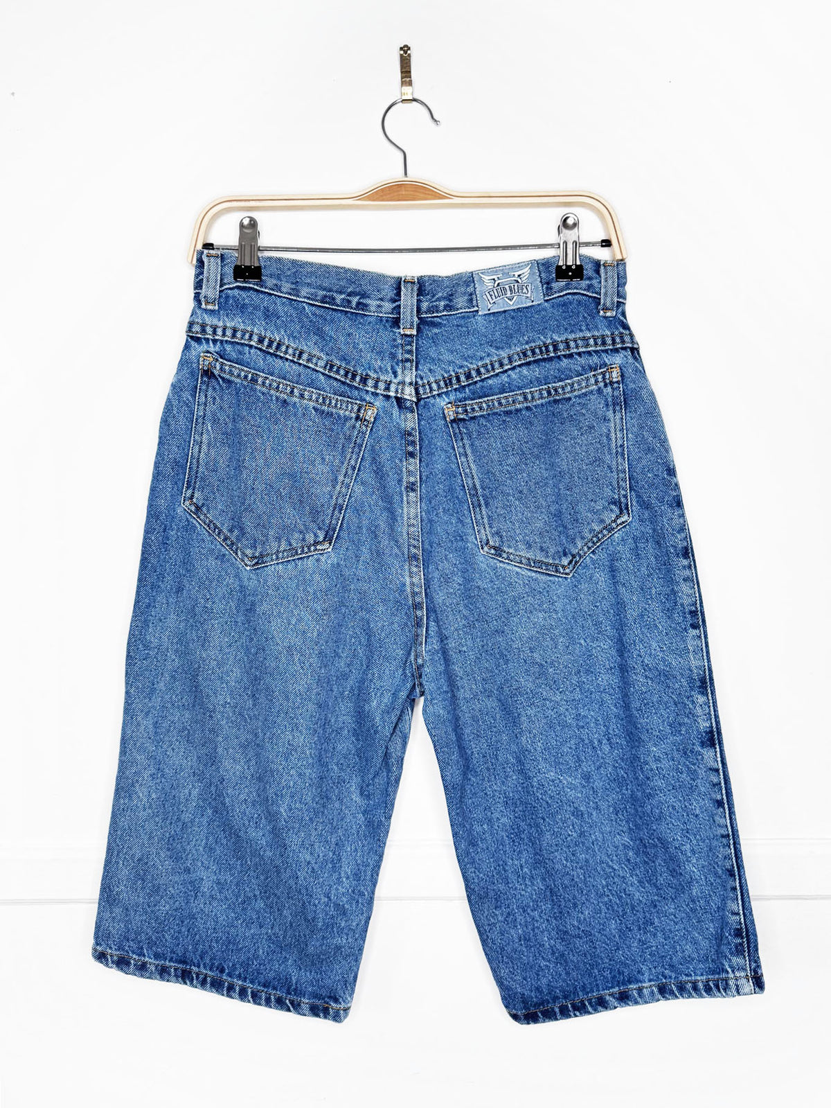 vintage fluid blues long denim jorts