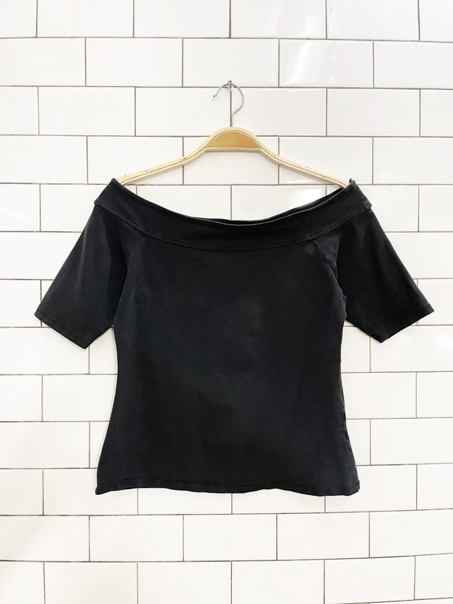 vintage 00s magazine off shoulder minimal tee - good market thrift store