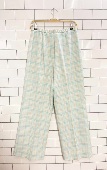 vintage 60s koret of california poly - knit plaid belted pant set | union made - good market thrift store
