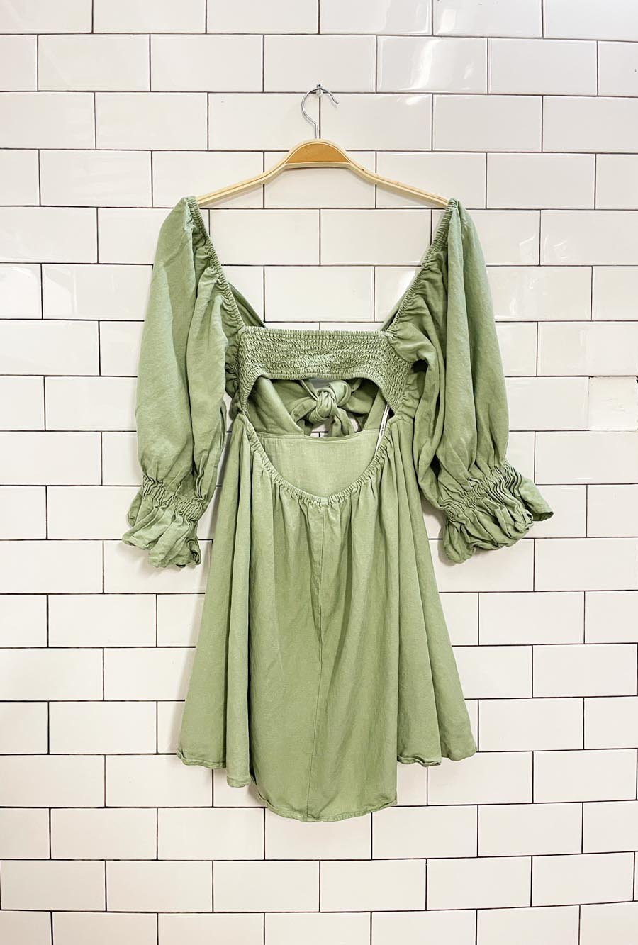 charlie holiday linen - blend tie front mini dress - good market thrift store