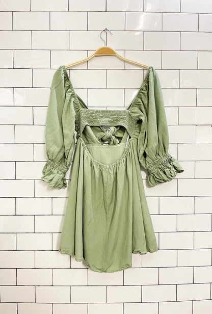 charlie holiday linen - blend tie front mini dress - good market thrift store