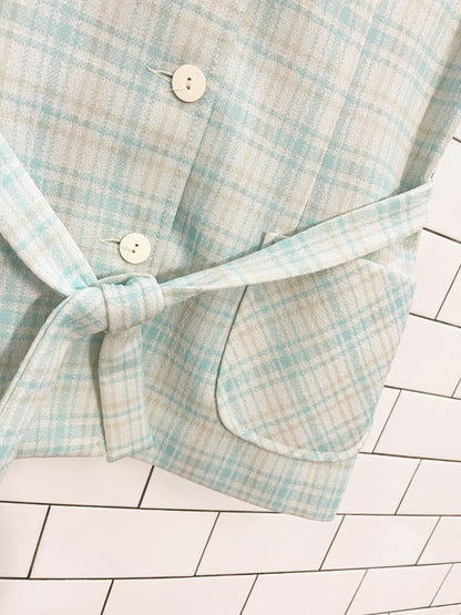 vintage 60s koret of california poly - knit plaid belted pant set | union made - good market thrift store