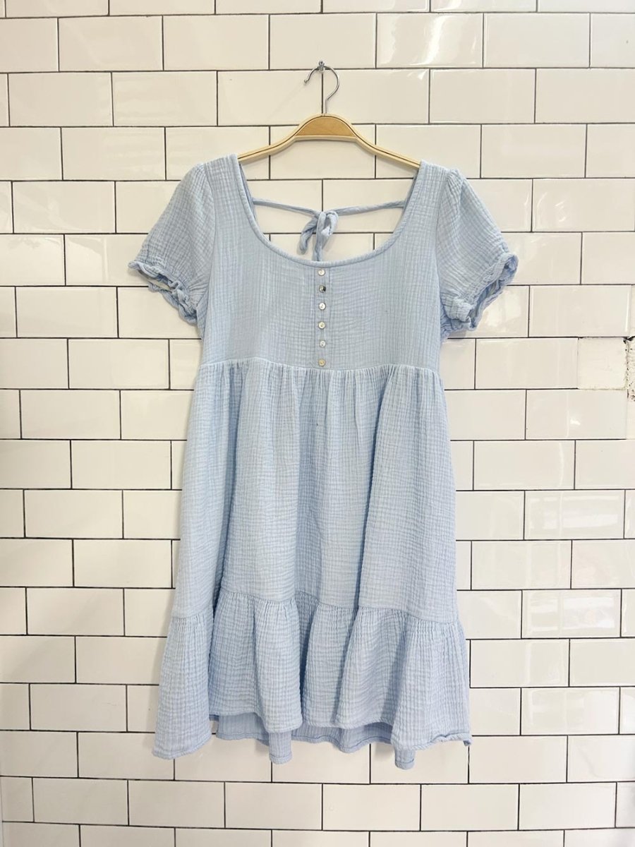 in loom gauze cotton tiered mini dress - good market thrift store