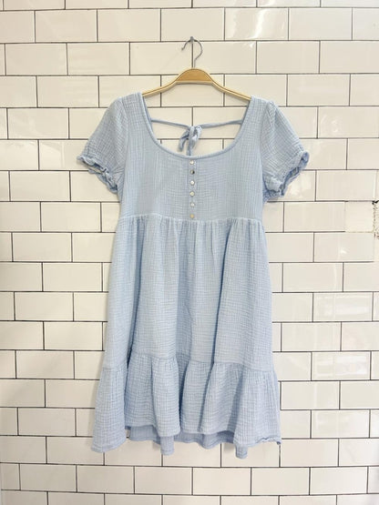 in loom gauze cotton tiered mini dress - good market thrift store
