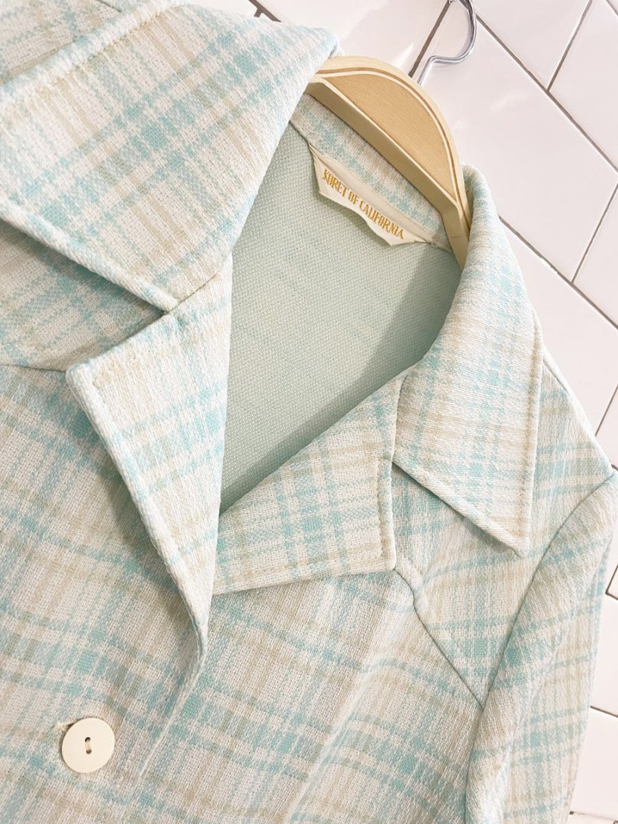 vintage 60s koret of california poly - knit plaid belted pant set | union made - good market thrift store