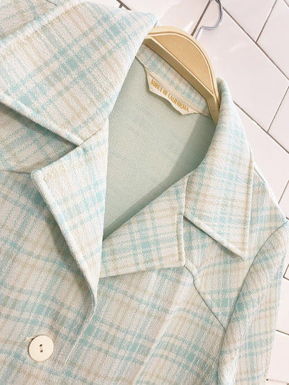 vintage 60s koret of california poly - knit plaid belted pant set | union made - good market thrift store