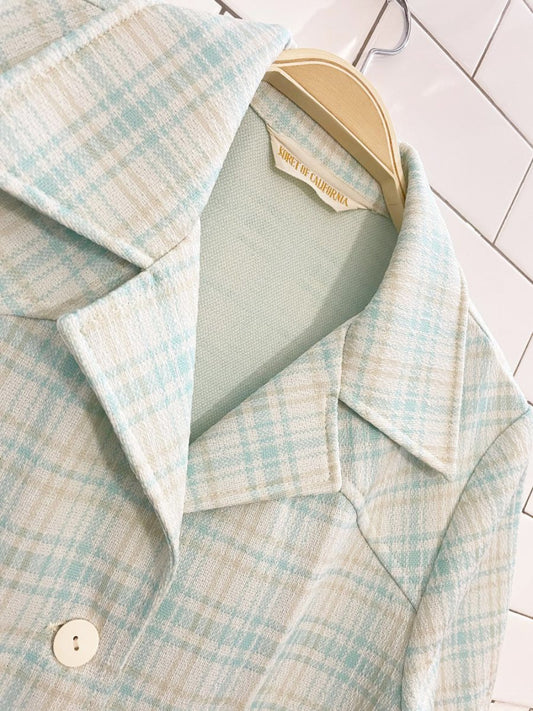 vintage 60s koret of california poly - knit plaid belted pant set | union made - good market thrift store