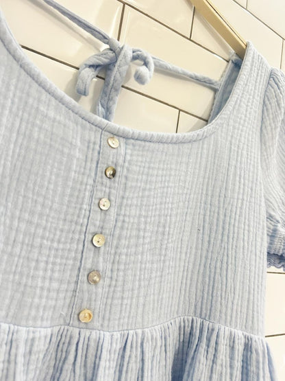 in loom gauze cotton tiered mini dress - good market thrift store