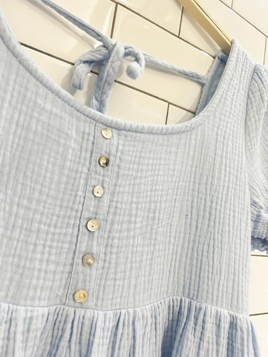 in loom gauze cotton tiered mini dress - good market thrift store