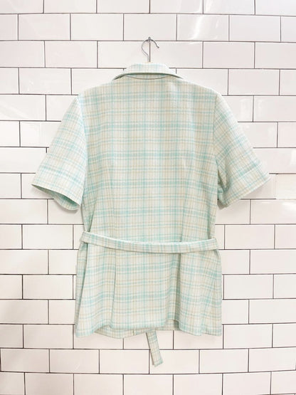 vintage 60s koret of california poly - knit plaid belted pant set | union made - good market thrift store