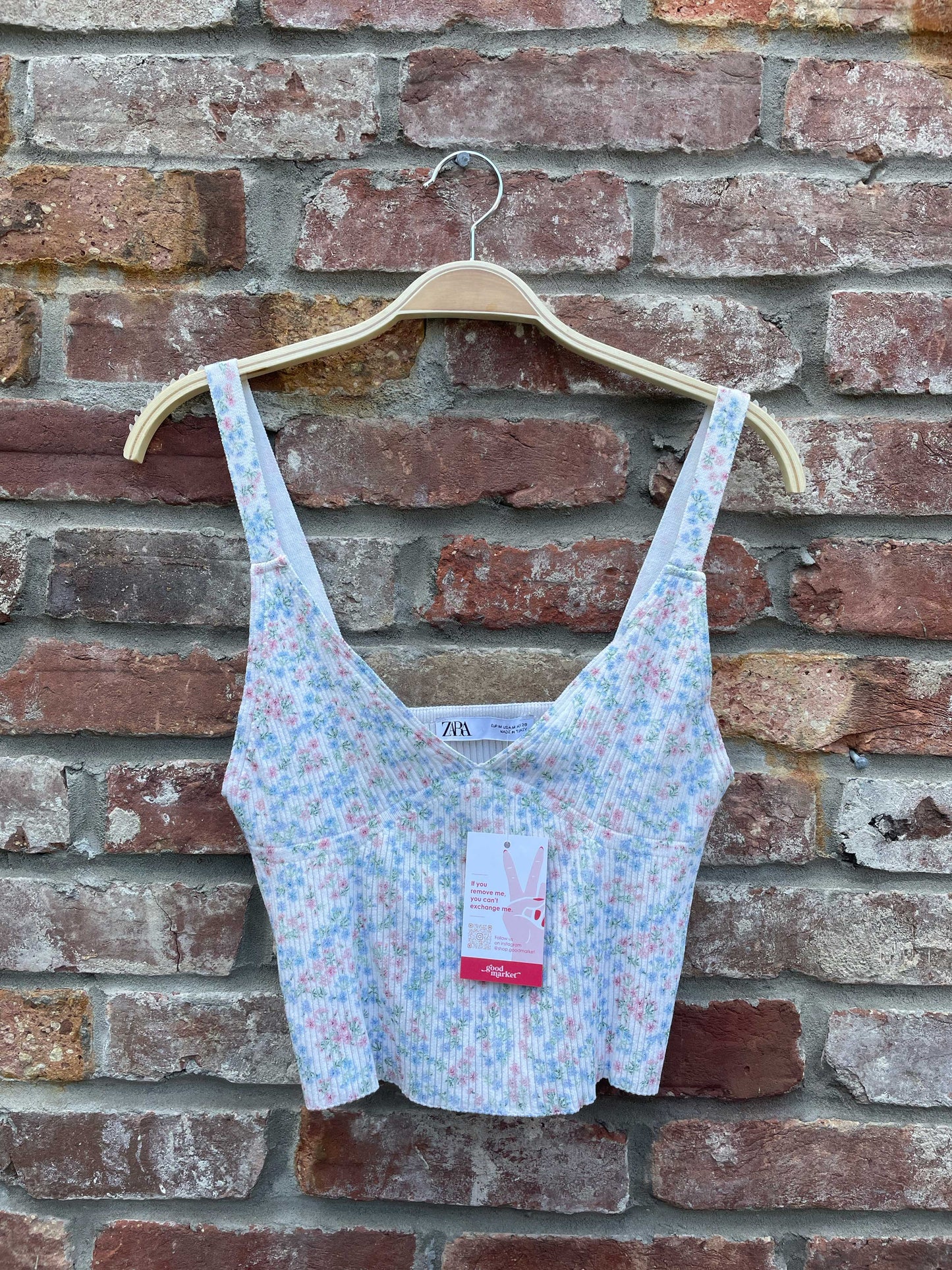 zara ribbed knit floral tank