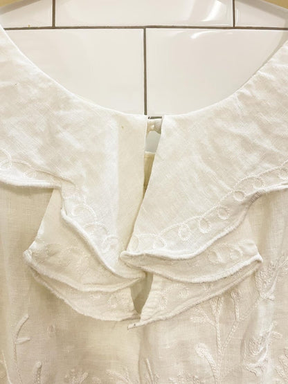 meadow rue 100% linen passiflora embroidered top - good market thrift store