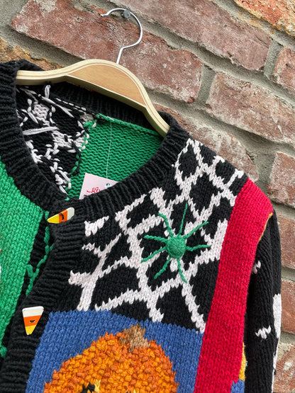 vintage 90s the eagles eye hand-knit halloween cardi