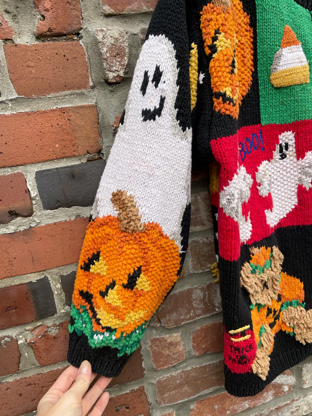 vintage 90s the eagles eye hand-knit halloween cardi