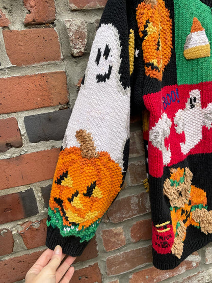 vintage 90s the eagles eye hand-knit halloween cardi