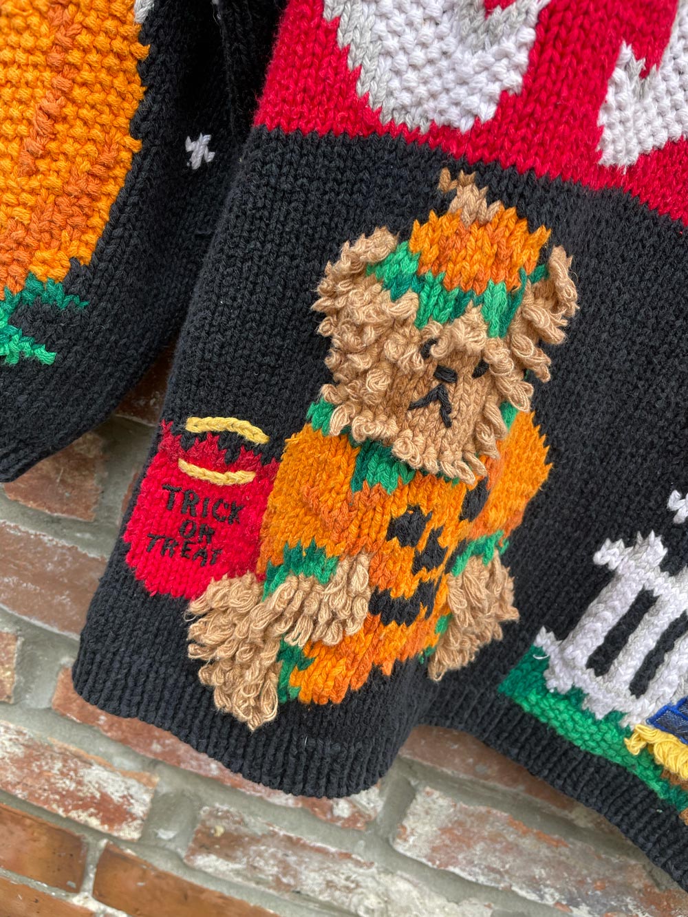 vintage 90s the eagles eye hand-knit halloween cardi