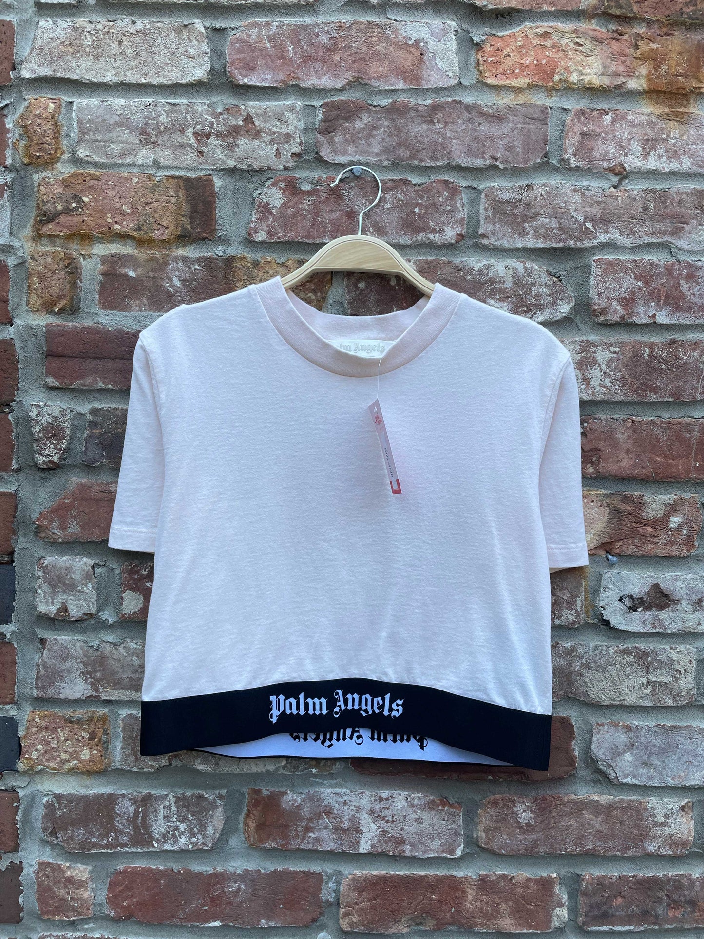 palm angels iconic tape crop tee