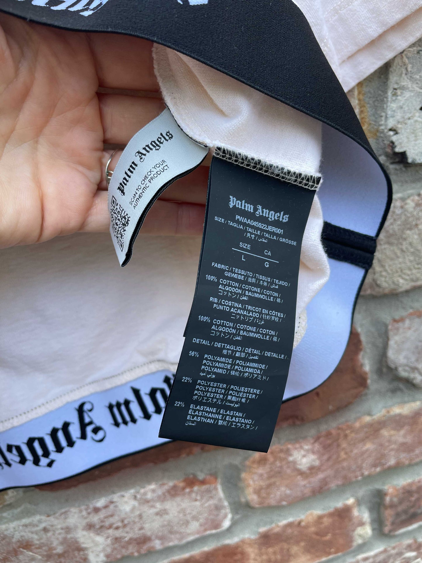 palm angels iconic tape crop tee