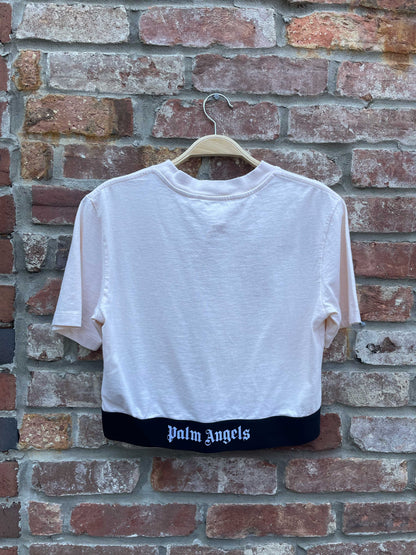 palm angels iconic tape crop tee