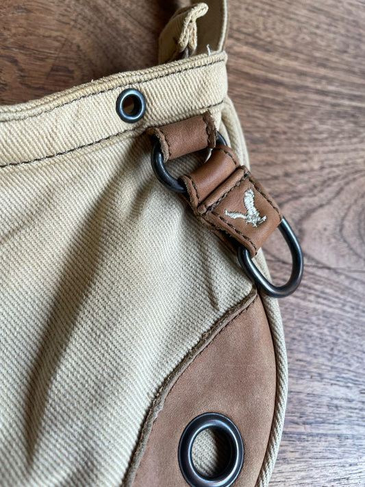 y2k american eagle leather trim mini shoulder bag