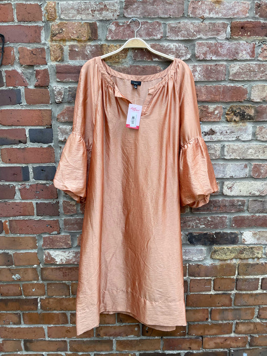 talbots silk metallic boho midi dress