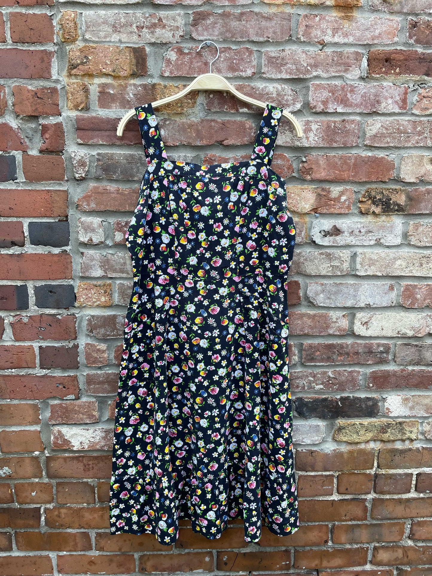 vintage floral country button back midi dress