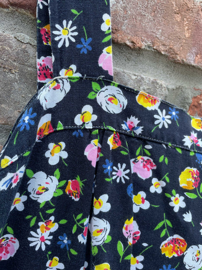 vintage floral country button back midi dress