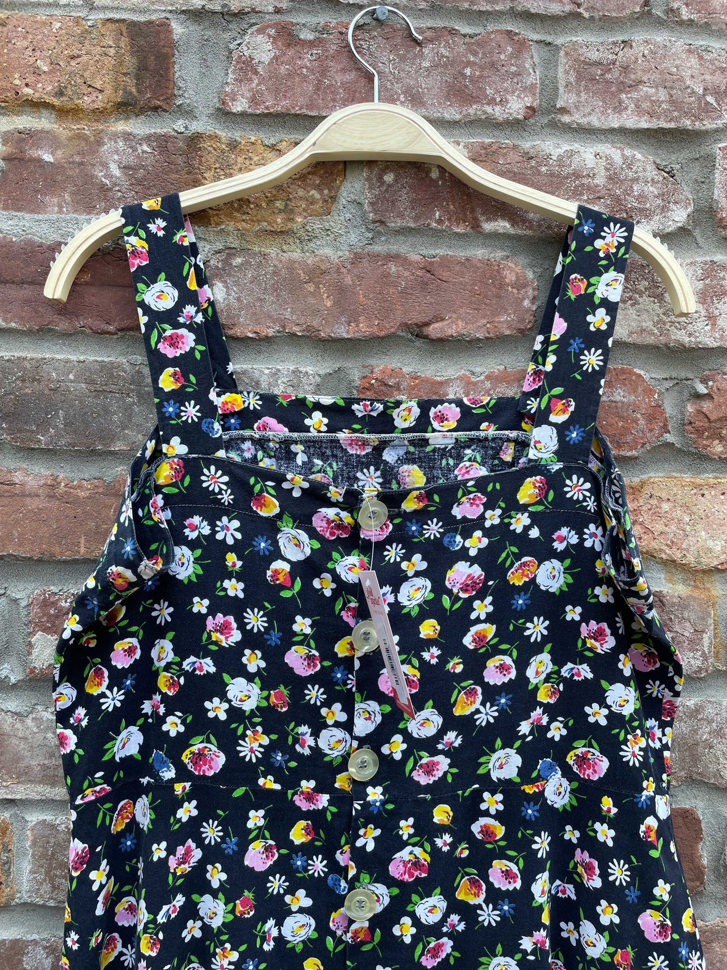 vintage floral country button back midi dress