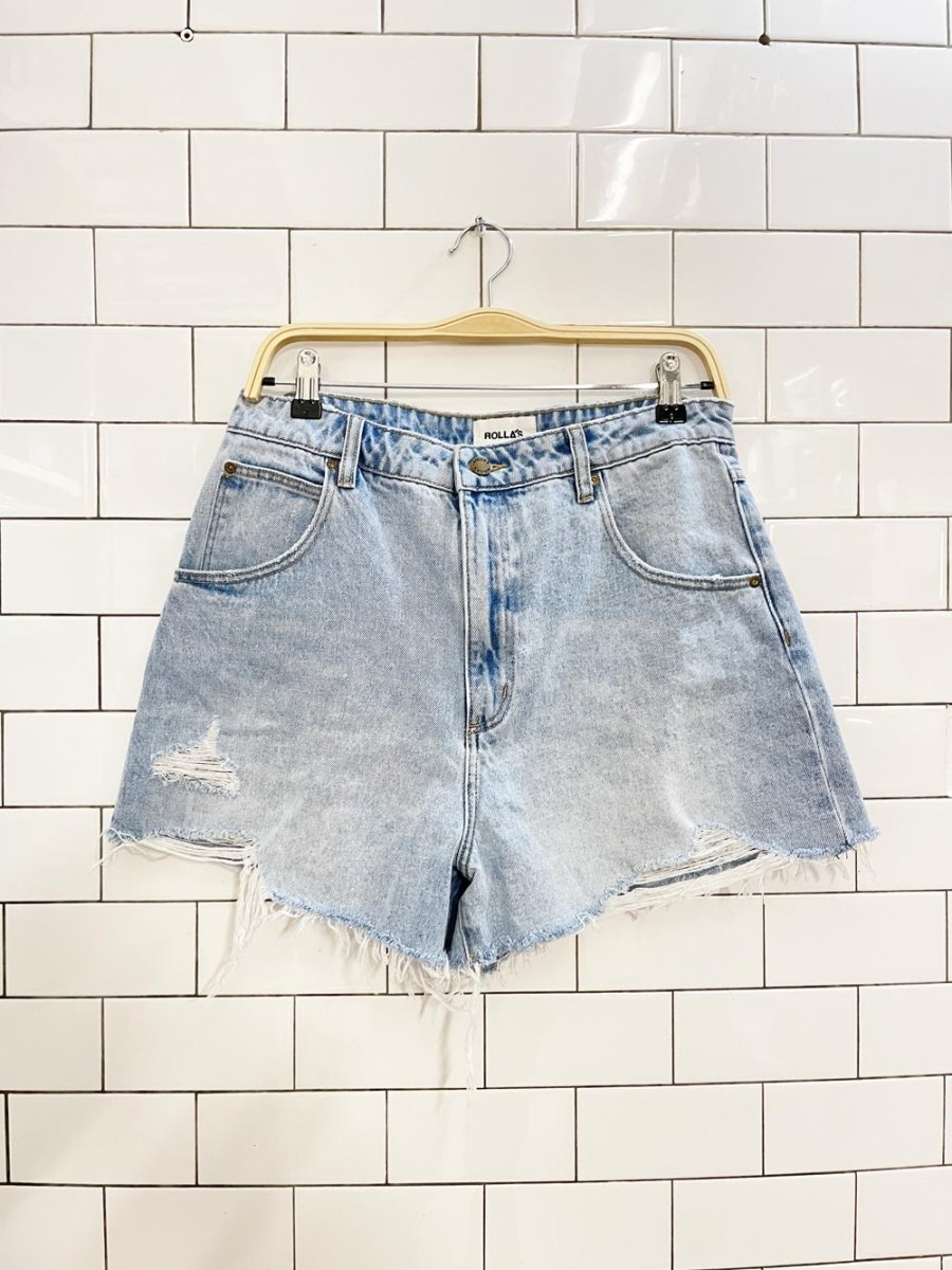 rollas mirage high rise loose fit denim shorts - good market thrift store