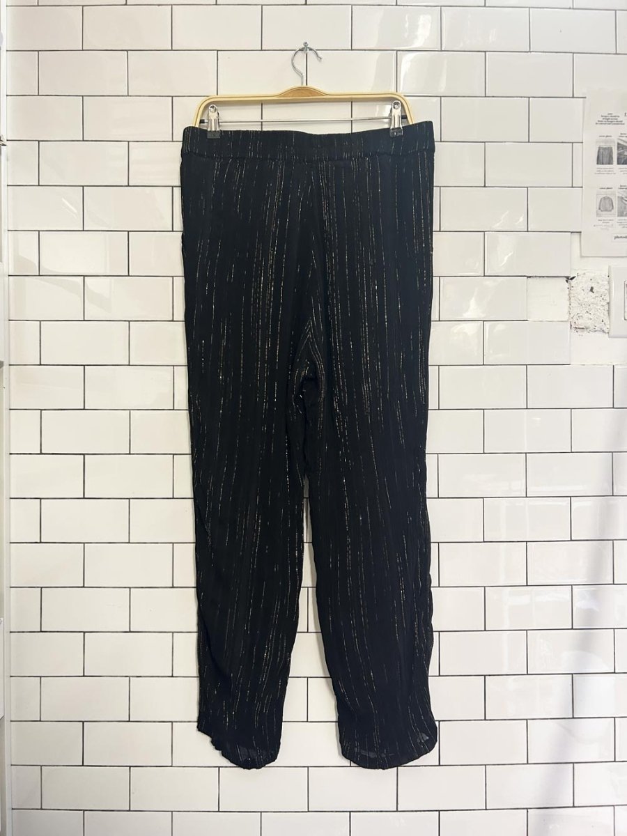 smash+tees gold ribbed chiffon pants - good market thrift store