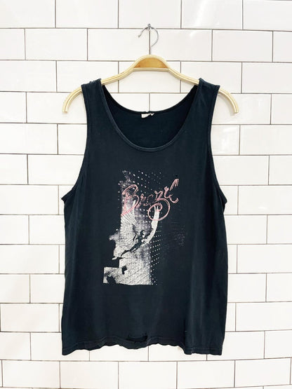 vintage 90s brazil graphic distressed tank - good market thrift store