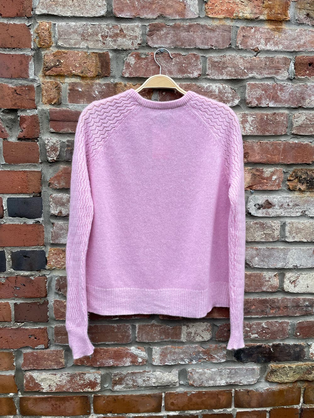 aqua cashmere pink knit 100% cashmere sweater