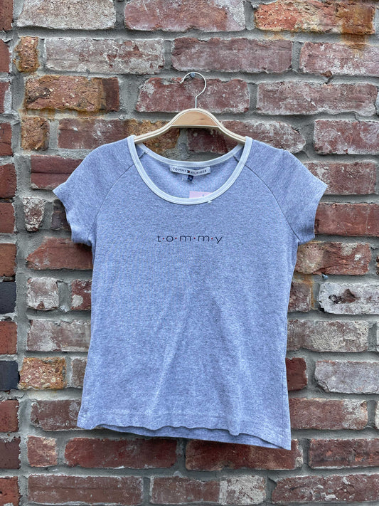 vintage 90s tommy logo baby rib tee