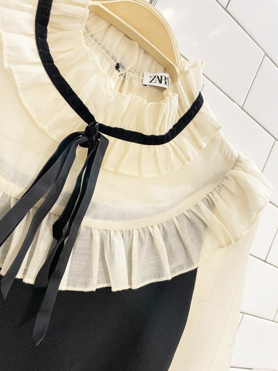 zara chiffon big collar knit body blouse - good market thrift store