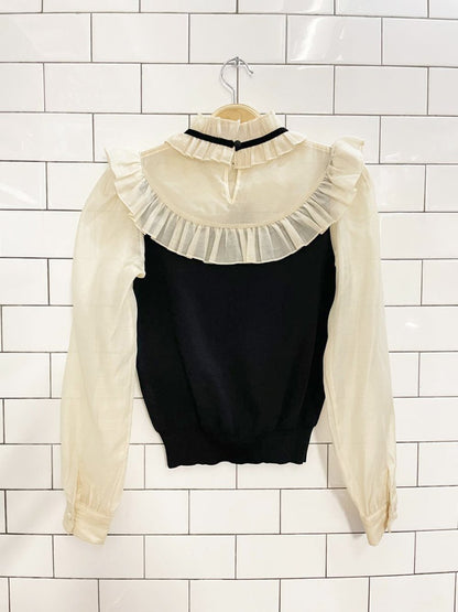 zara chiffon big collar knit body blouse - good market thrift store
