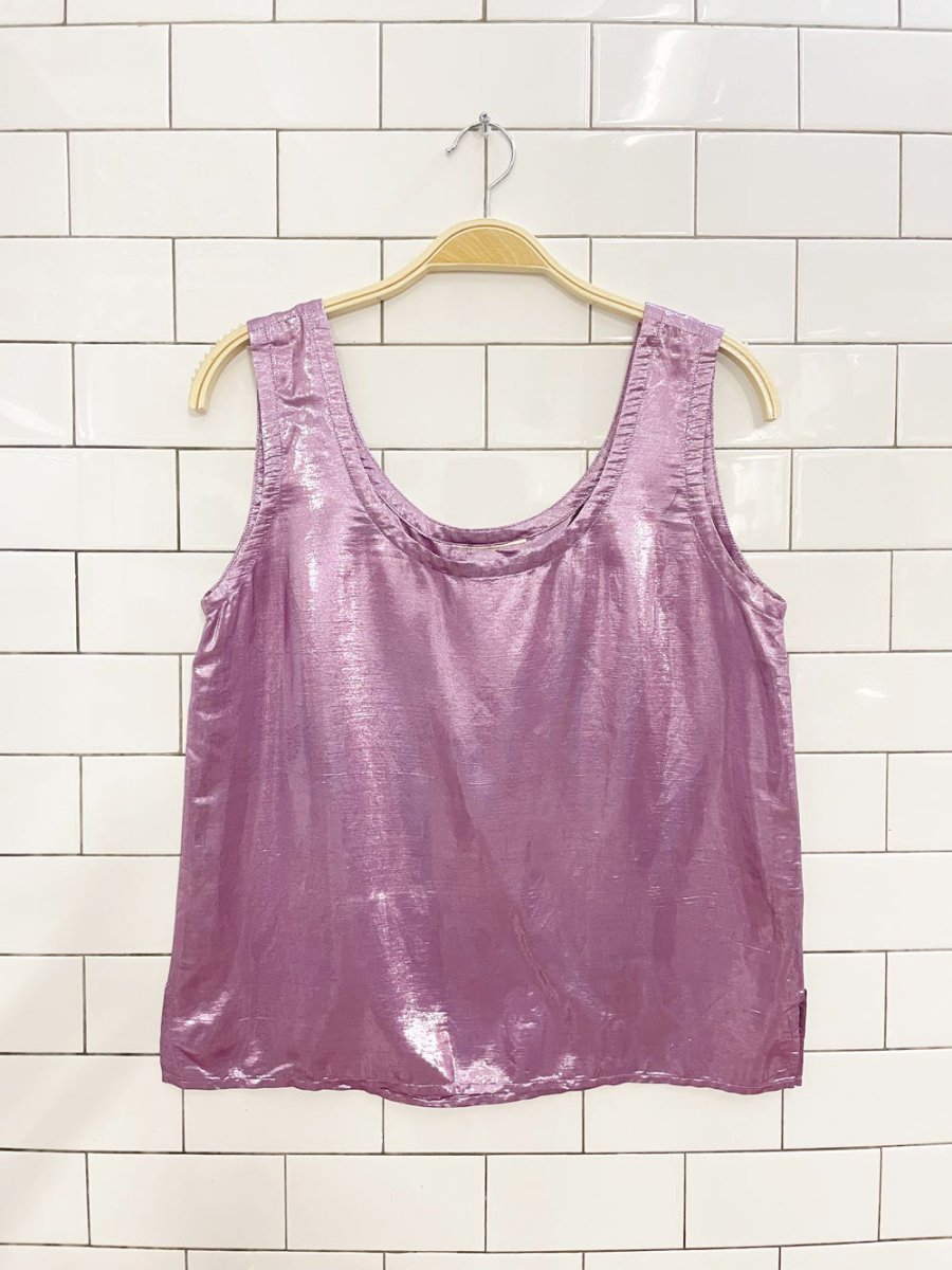 vintage 00s purple metallic lamé tank - good market thrift store