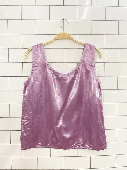 vintage 00s purple metallic lamé tank - good market thrift store
