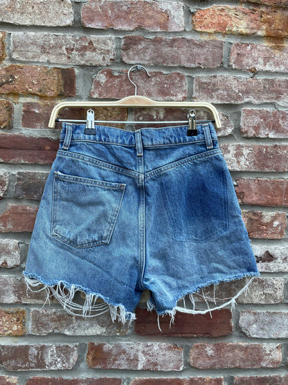 zara high rise cut off denim shorts