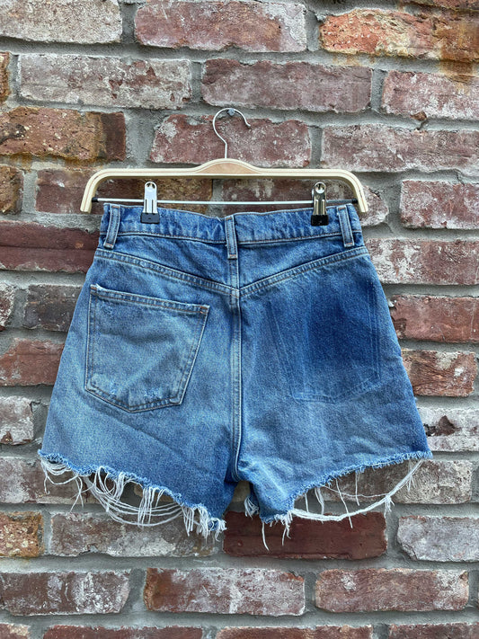 zara high rise cut off denim shorts