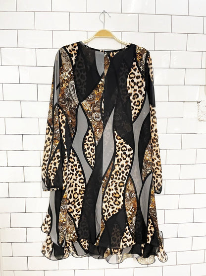 atterly james lakeland wave hem animal print dress | made in Italy - good market thrift store