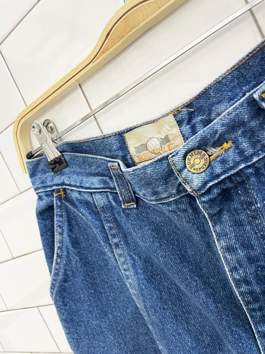 vintage 90s denim republic high rise front seam jeans | made in USA - good market thrift store