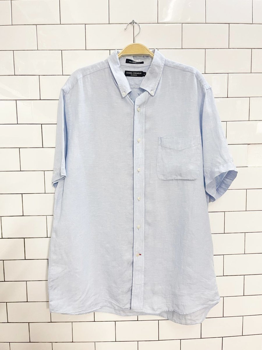 daniel cremieux 100% linen light blue shirt - good market thrift store