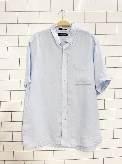 daniel cremieux 100% linen light blue shirt - good market thrift store