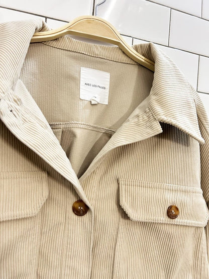 anthro avec les filles cropped boxy corduroy jacket - good market thrift store